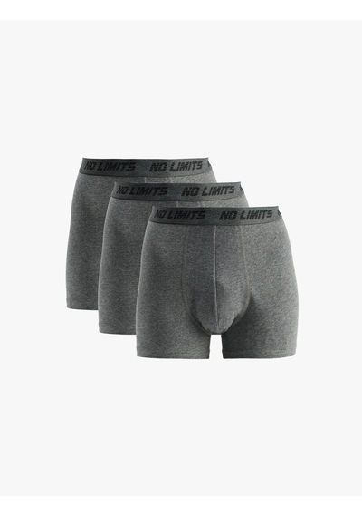 Koton Baskılı Bel Detaylı Pamuklu Basic 3'lü Boxer Seti Gri Melanj 6slm90033mk