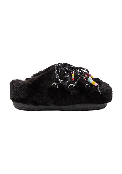 N001 Black Terlik Kadın Diğer 80d1460250-n001 Moon Boot Mule Faux Fur Beads Black Siyah