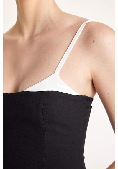 DeFacto Coool Bodycon Vücudu Saran İnce Askılı Mini Elbise D1354AX24SMBK81 Siyah