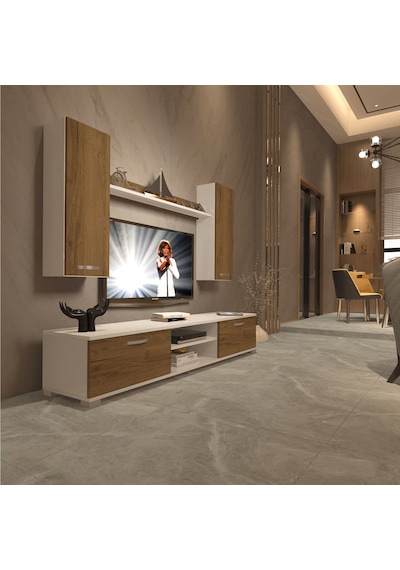 Decoraktiv Eko 5d Mdf Dvd Tv Ünitesi Tv Sehpası - Beyaz Pera Beyaz - Meşe