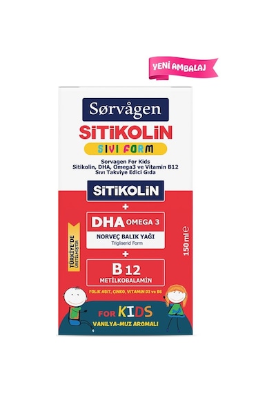 Sorvagen Smart Kids Sitikolin Sıvı Form B12 150 ML