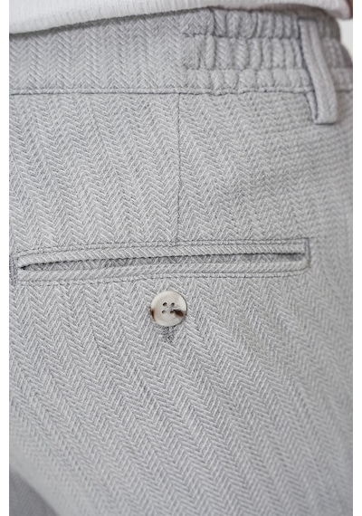 Efor Comfort Fit Beli Lastikli Balıksırtı Desen Açık Gri Pantolon P 1175 A.Gri
