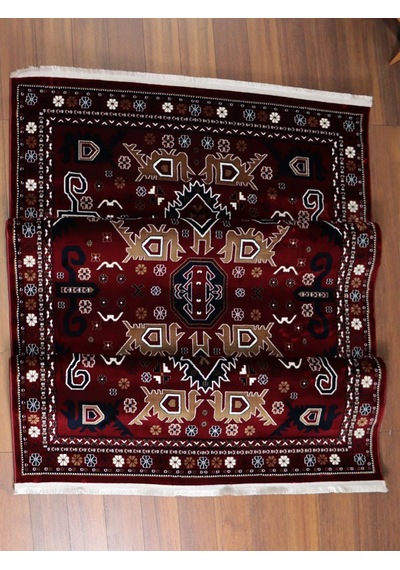 Nakış Serisi Kırmızı Zeminli Etnik Motifli Şık Salon Halısı Af314 Red Çok Renkli