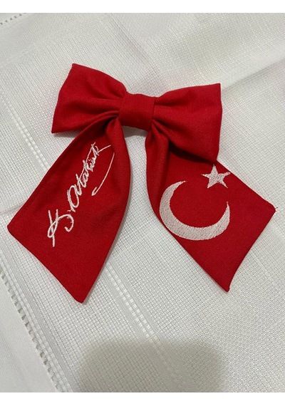 Ay Yıldız Ve Atatürk İmza Nakışlı Toka Kırmızı
