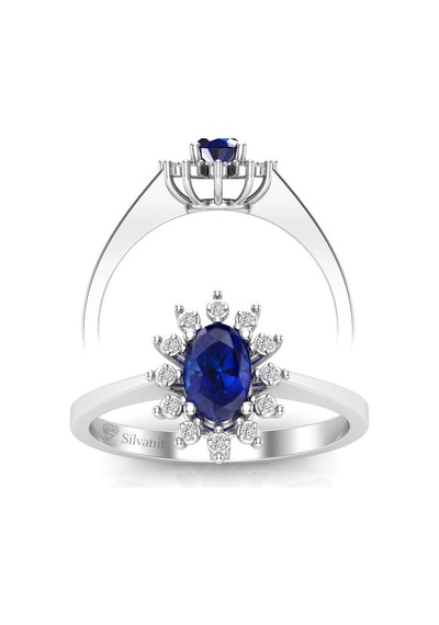 0,60 Karat Pırlantalı Safir Yüzük (464656383)