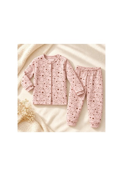 Cerenbebe Kız Çocuk Pijama Takımı Tavşan Desenli Pembe