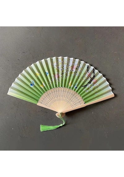 Beluga Yelpaze Bambu Serinletici Vintage Şık Püsküllü Japon Yelpaze 2 Adet 0259-0198