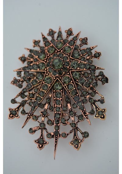Stoneage Zirkon Taşlı Broş Hem Broş Hem Kolye Olarak Kullanılır