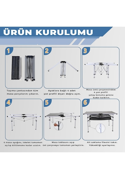 Funky Chaırs Hercules Katlanabilir Alümiyum Kamp Masası 95x50x75 Cm Siyah