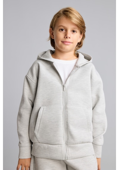 Defacto Fermuarlı Kapüşonlu Basic Sweatshirt Hırka Erkek Çocuk I3124a826augr210 Gri-gr210