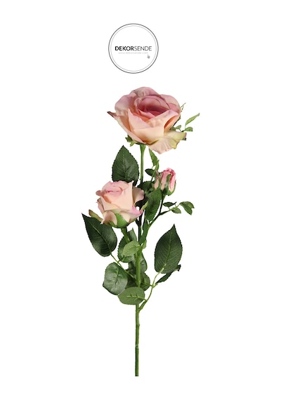 Yapay 3'lü Açmış Gül Dalı Açık Pembe 69 Cm Açık Pembe