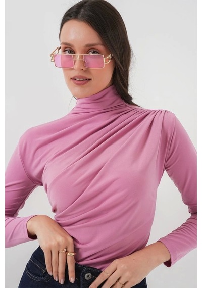 Defymoda 925 Büzgü Detaylı Sandy Bluz - Gül Kurusu Gül Kurusu