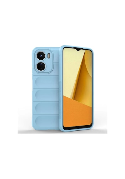 Vivo Y16 Uyumlu Silikon Kılıf - Kamera Korumalı Esnek Yeni Nesil Airbag Kapak - Mavi