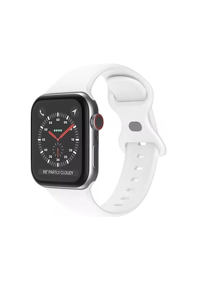 Wozlo Apple Uyumlu iOS Watch 1, 2, 3, 4, 5, 6, 7, 8, Se Silikon Kordon Kayış - M-l Beden 38/40/41mm - Beyaz