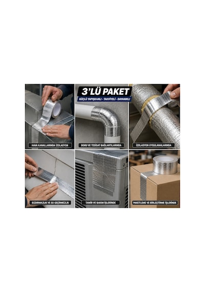 Piton Alüminyum Folyo Bant Takviyeli 45 Mm X 20 Mt İzolasyon Tamir Ve Sızdırmazlık Bandı