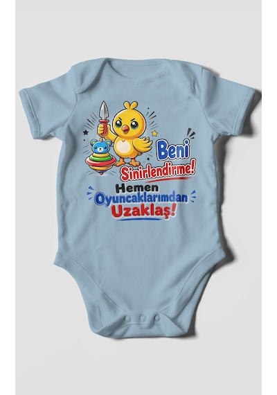 Morivokids Beni Sinirlendirme Mesajlı Kısa Kollu Bebek Body %100 Pamuk Bebe Mavisi