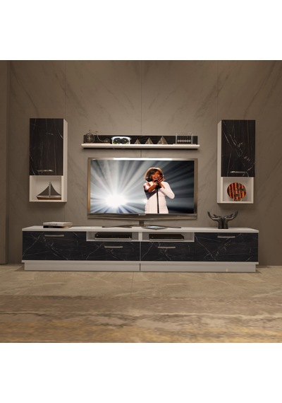 Decoraktiv Trendstyle 5220da Mdf Tv Ünitesi Tv Sehpası Beyaz - Siyah Mermer