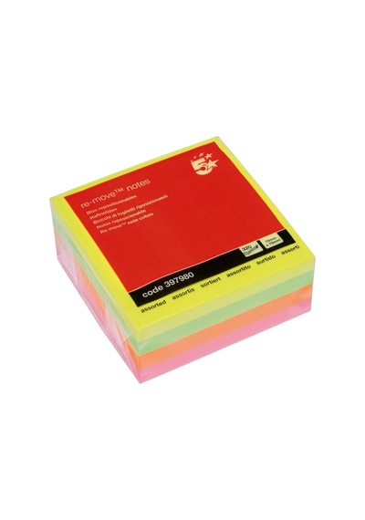 Tr Re-move Notes 320 Yaprak Küp Pedi 75x75mm Neon Gökkuşağı