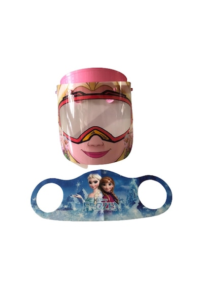 Gürbey Elsa Baskılı Çocuk Siperlik + Elsa Desenli Çocuk Maske