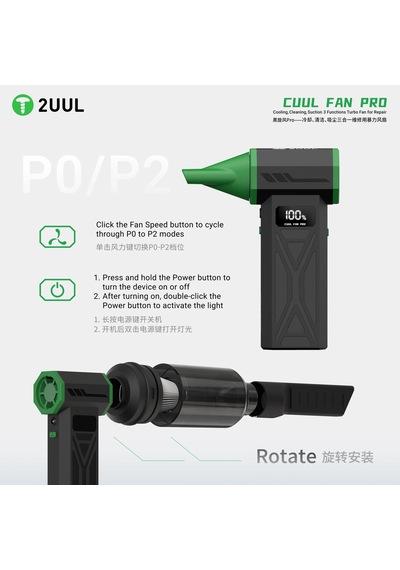 2uul Da970 Cuul Fan Pro Çok Fonksiyonlu Turbo Fan Üfleme + Vakum + Temizlik