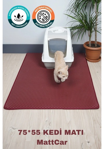 75x55 Cm Bordo Kedi Tuvaleti Kumu Paspası Kedi Matı Tuvalet Dahil Değildir Bordo