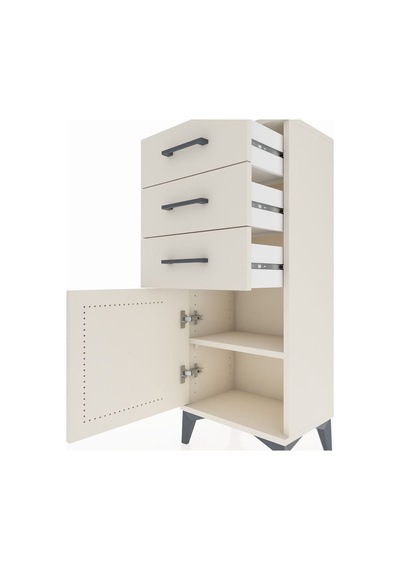 Arges Komodin Tek Raflı 3 Çekmeceli Tek Kapaklı 44x30x106 Aytaşı-aytaşı Aytası