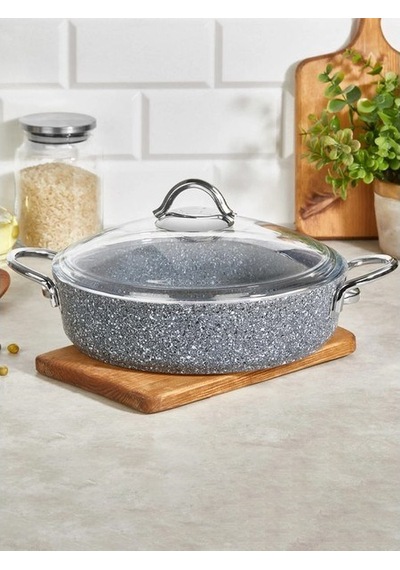 Falez Pedra Indüksiyon 24 Cm Granit Basık Tencere Gri
