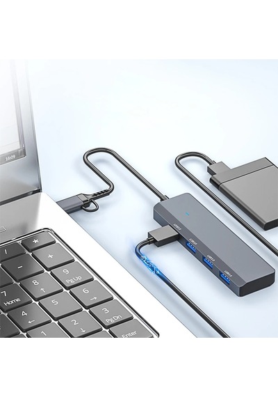 Ally Ads-305d 4in1 Usb/type-c To 4x Usb3.0 Hub Çoğaltıcı Çevirici Dönüştürücü Adaptör- 5775 Gri