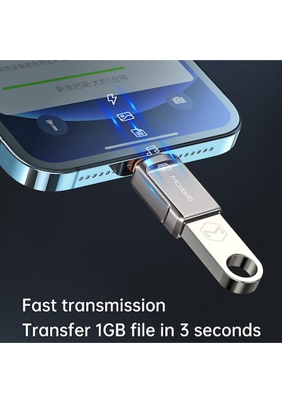 Mcdodo OT-8600 Usb To Lightning Dönüştürücü Soket- Gri﻿﻿
