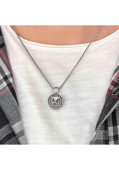 Takılingo 925 Ayar Gümüş Zülfikar İşlemeli Cevşen Erkek Kolye Gümüş