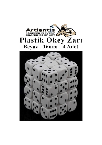 Beyaz Okey Zarı 4 Adet Beyaz Renkli Oyun Zarı Plastik Akrilik 16 Mm Şeffaf Zar Masa Oyunları Zarı Eğlence