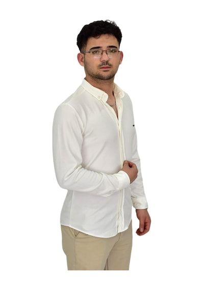 Erkek Likralı Spor Silim Fit Gömlek Bgl-st04332 Ekru