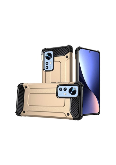 Kilifone - Xiaomi Uyumlu Mi 12 - Kılıf Çift Katman Zırh Tank Crash Military Kapak - Gold
