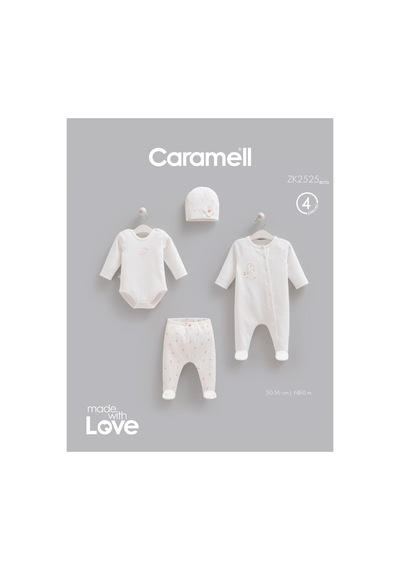 Caramell Kız Bebek Yeni Sezon 4lü Hastane Çıkışı Love Bunny 2525 Ekru Ekru