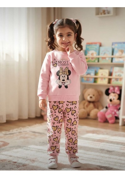 Zelhanbrand Kız Çocuk Mini Mause Desenli Eşofman Takımı Açık Pembe