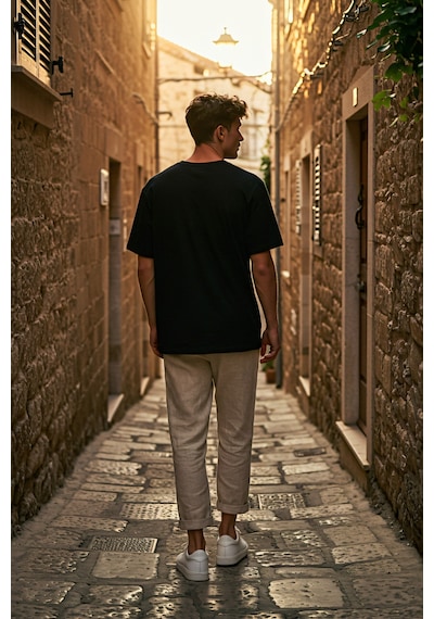 Erkek Oversize Basic Tişört Unisex %100 Pamuk Rahat Kalıp SIYAH
