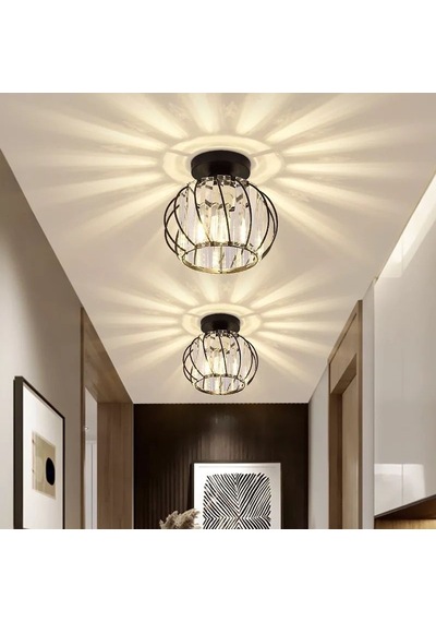 Luna Lighting Luxury Plafonyer Siyah Kristal Taşlı Avize LUNA-EG-1S Siyah