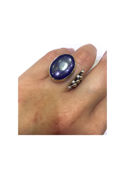 Lapis Lazuli Taşlı Gümüş Yüzük 925 Ayar Doğal Taş - 200423144