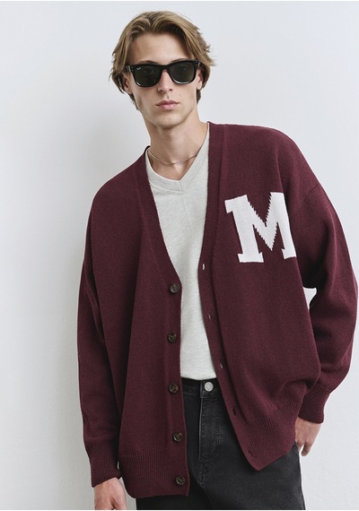 Mavi - M Baskılı Bordo Hırka 0710288-70414 Bordo