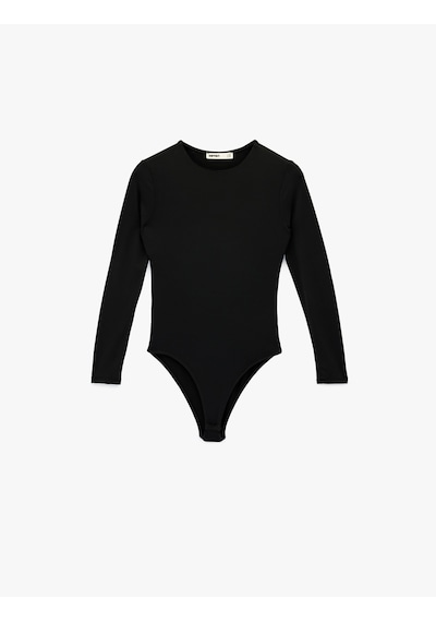 Koton Uzun Kollu Bisiklet Yaka Slim Fit Bodysuit Siyah 6sak80059ek Siyah