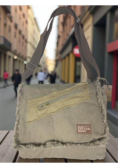 Old Cotton Cargo Vintage Salaş Orta Boy Unisex Günlük Çapraz Postacı Tablet Çantası M 32 Cm X 27 Cm Bej