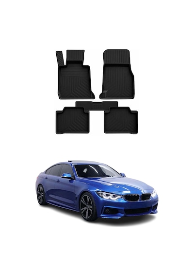 Bmw 4 Series F36 2013-2021 Uyumlu 4d Havuzlu Paspas Kauçuk Siyah 5 Parça