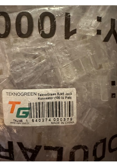 Teknogreen Tkj-45 Rj45 Jack Konnektör 1000 Li Paket