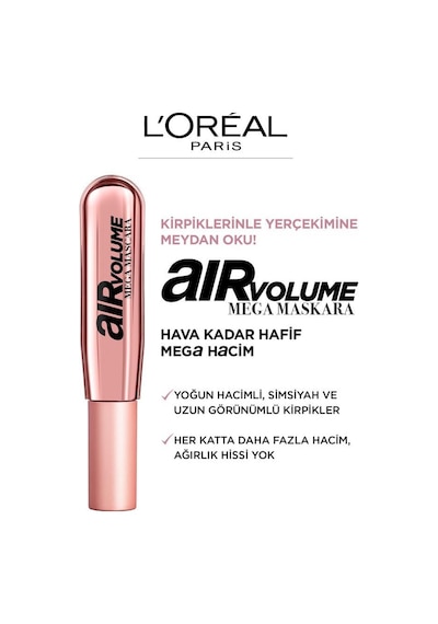 L'Oreal Paris Air Volume Mega Hacim Veren Maskara Siyah