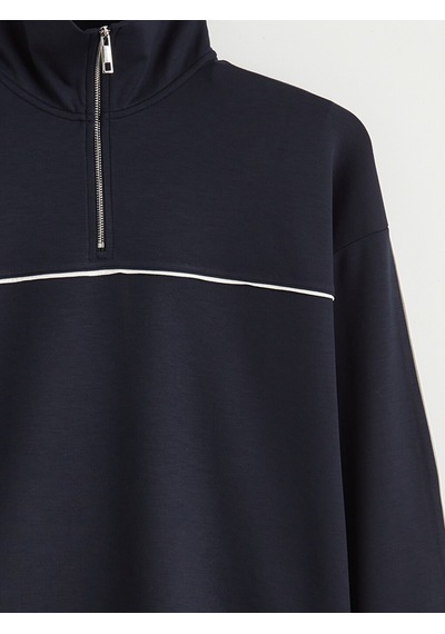 Lcw Modest Lacivert Dik Yaka Oversize Kadın Sweatshirt