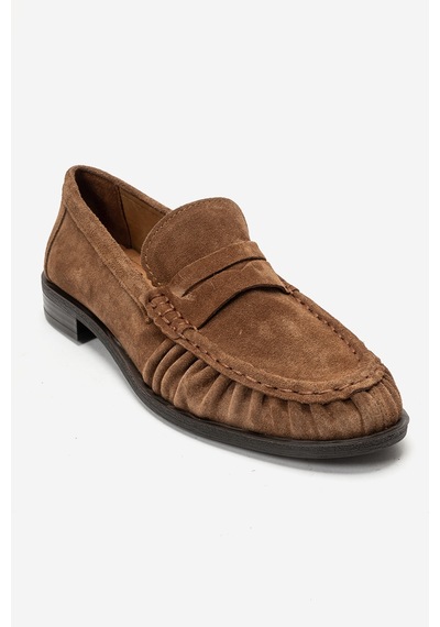 Luvi Shoes Chen Toprak Süet Hakiki Deri Kadın Loafer Ayakkabı