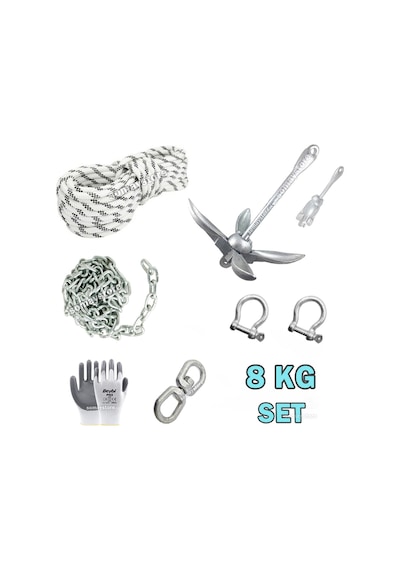 Tekne Ve Şişme Bot İçin Hazır Çapa Seti 8kg Şemsiye Çapalı