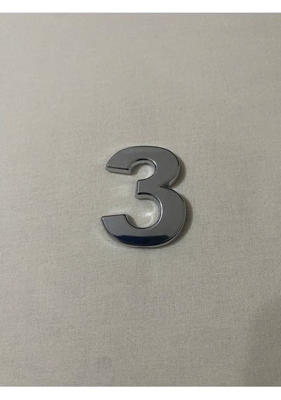 3 Üç Numara Yapışkanlı Daire Bina Villa Kapı Numarası Krom Crom 4 Cmx5cm No:3 Plastik