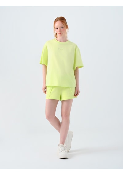 Oversize Kadın Tshirt K.kol Sarı