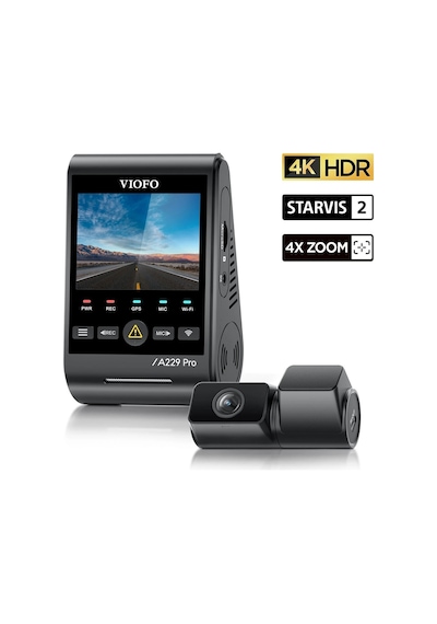 Viofo A229 Pro Tele 2 Kanallı Ön+telefoto 4k+2k Hdr Sony Starvıs 2 Sensör Gps'li Araç Kamerası